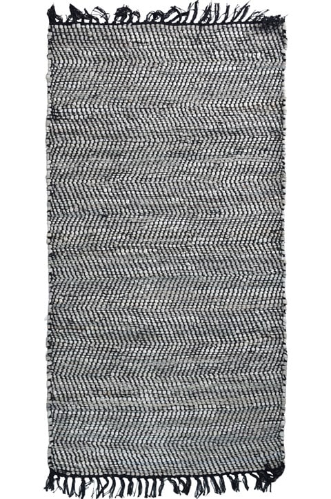 Leather Solid Rug Dark Grey